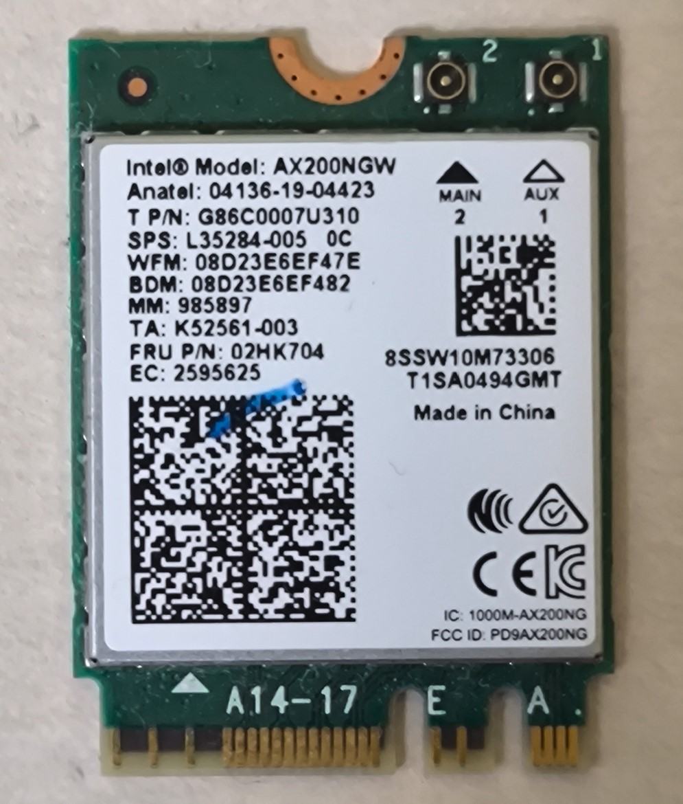Intel Wi-Fi 6 AX200NGW wireless adapter