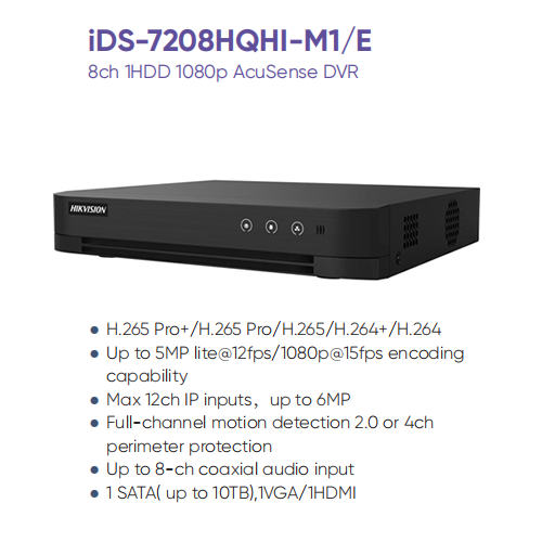HIKVISION DVR 8CH iDS-7208HQHI-M1/E