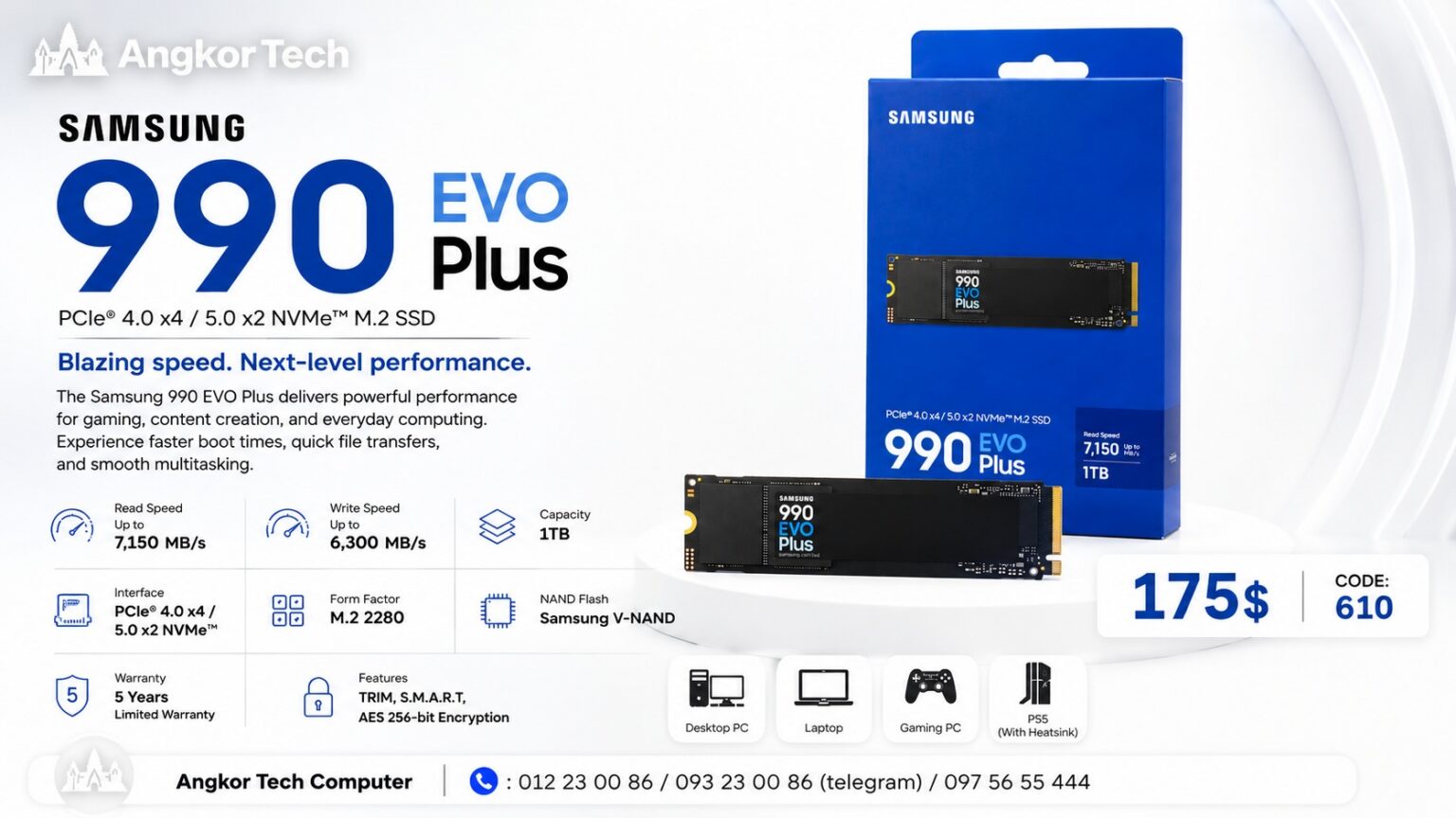 M.2 SAMSUNG EVO 990 PLUS 1TB