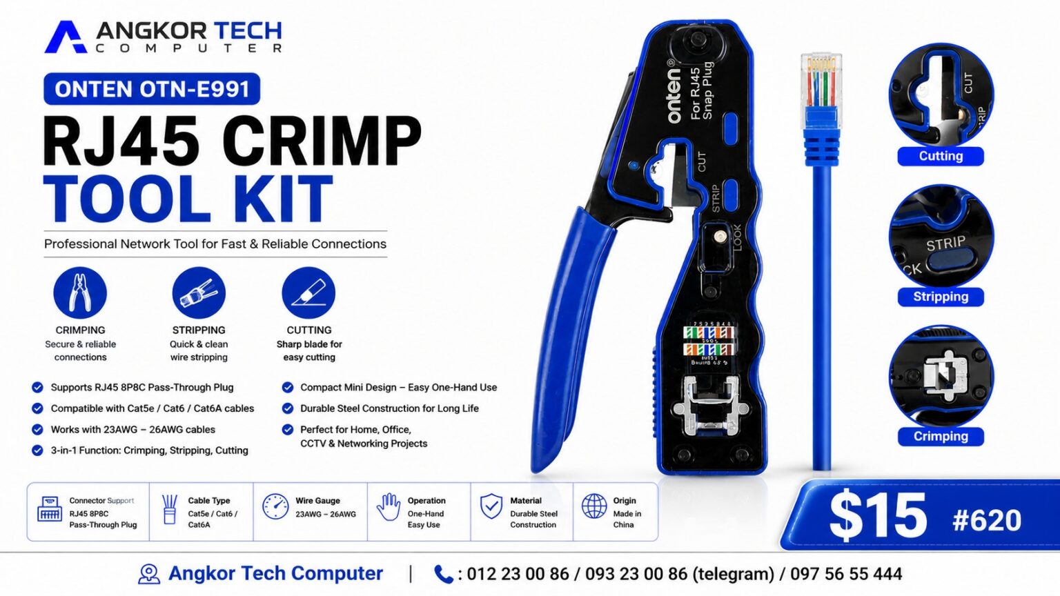 Tool Kit ONTEN OTN-E991 RJ45 Crimp