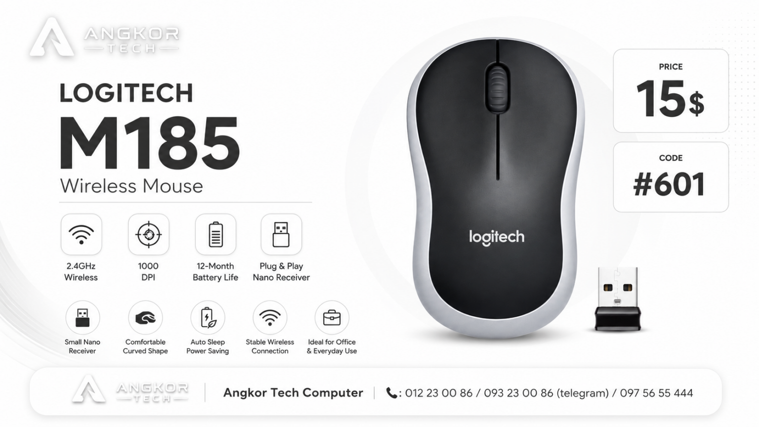 Mouse Logitech M185 Wireless